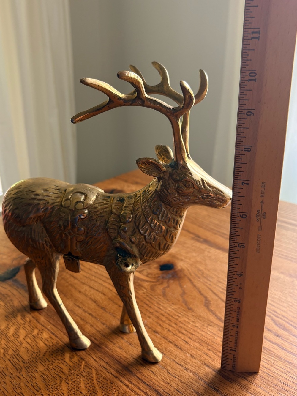 Vintage Brass deer and 2-piece sleigh- ~5.6 pounds ~19 inches long! Christmas! - Picture 14 of 15